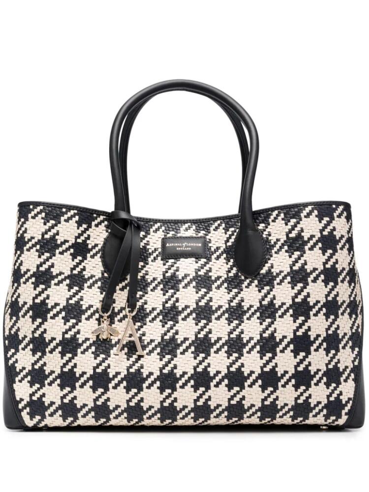 Aspinal Of London London houndstooth woven tote bag - Neutrals Cover