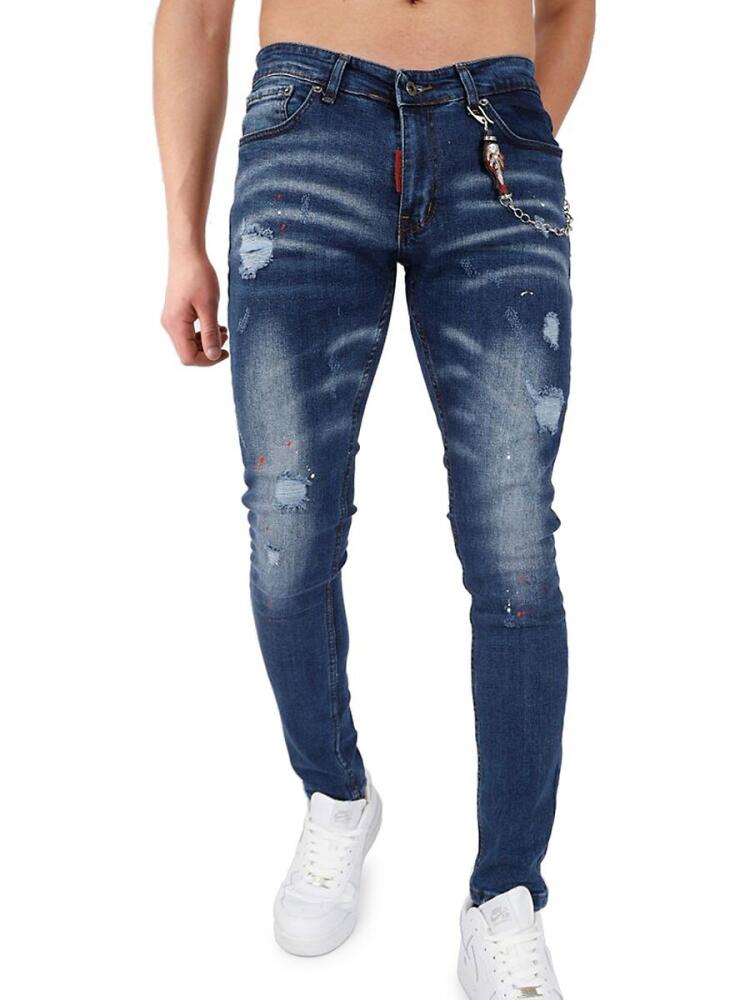 Elie Balleh Men's Slim Fit Distressed Jeans - Blue Cover