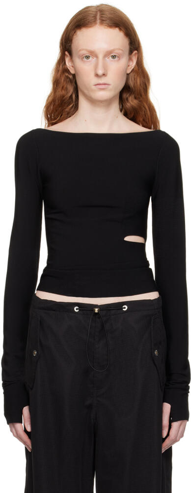 Dion Lee Black Cinched Slit Long Sleeve T-Shirt Cover