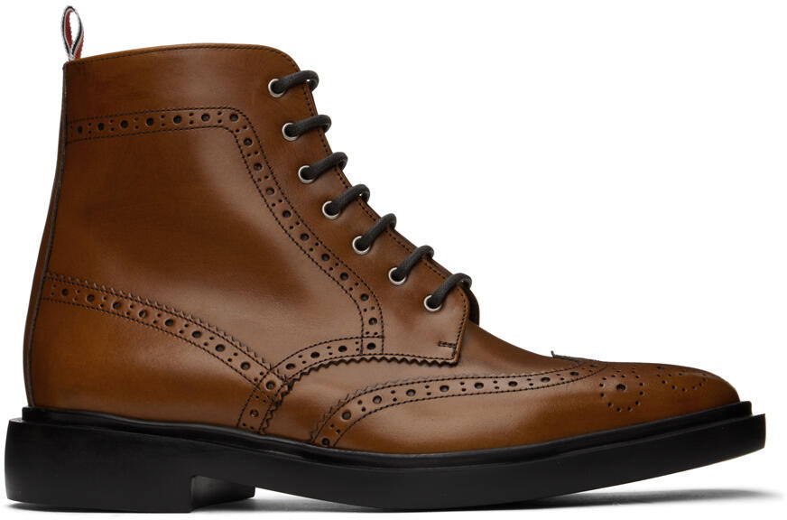 Thom Browne Brown Classic Wingtip Brogue Boots Cover