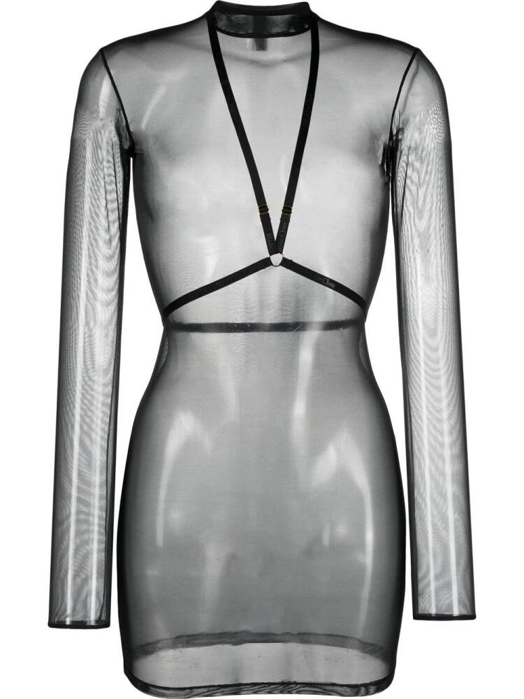 Maison Close harness-detail mesh dress - Black Cover