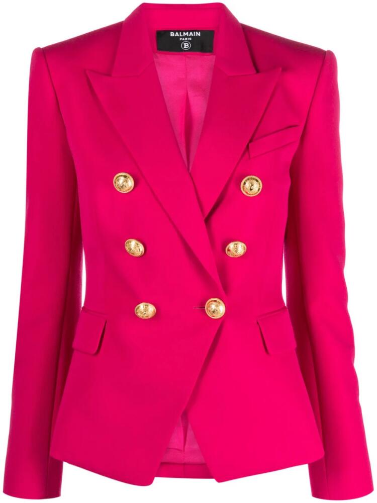 Balmain double-breasted wool blazer - Pink Cover