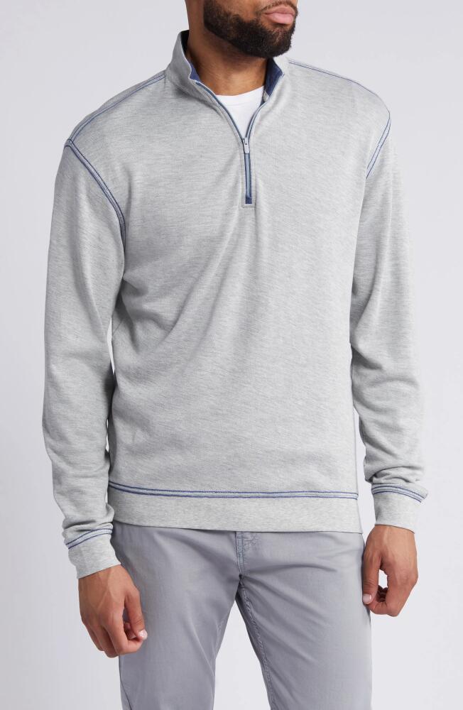 johnnie-O Hanks Heathered Quarter Zip Pullover in Light Gray Cover