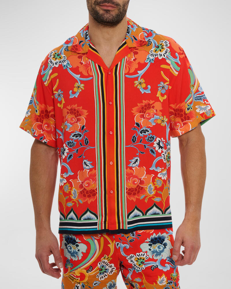 Robert Graham Men's Taj Printed Camp Shirt Cover