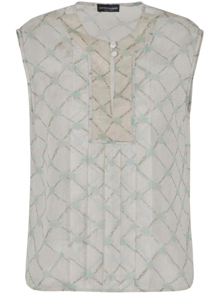 Emporio Armani abstract-print sleeveless blouse - Neutrals Cover