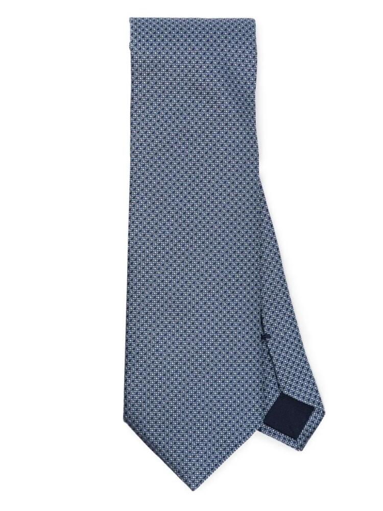 Corneliani patterned-jacquard silk tie - Blue Cover