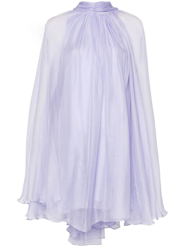 MANURI layered silk cocktail dress - Purple Cover