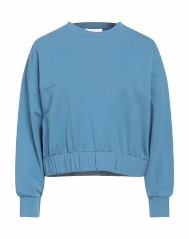 Alpha Studio Woman Sweatshirt Pastel blue Cotton, Elastane Cover