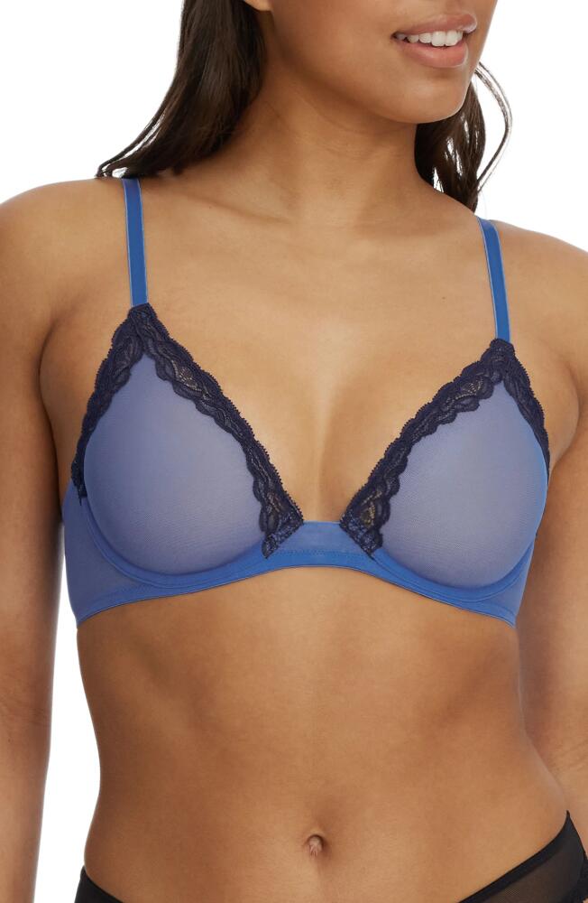 Skarlett Blue Passion Underwire Plunge Unlined Mesh Bra in Blue/Eclip Cover