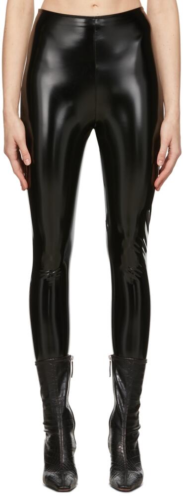 Wolford Black Amina Muaddi Edition Latex Leggings Cover