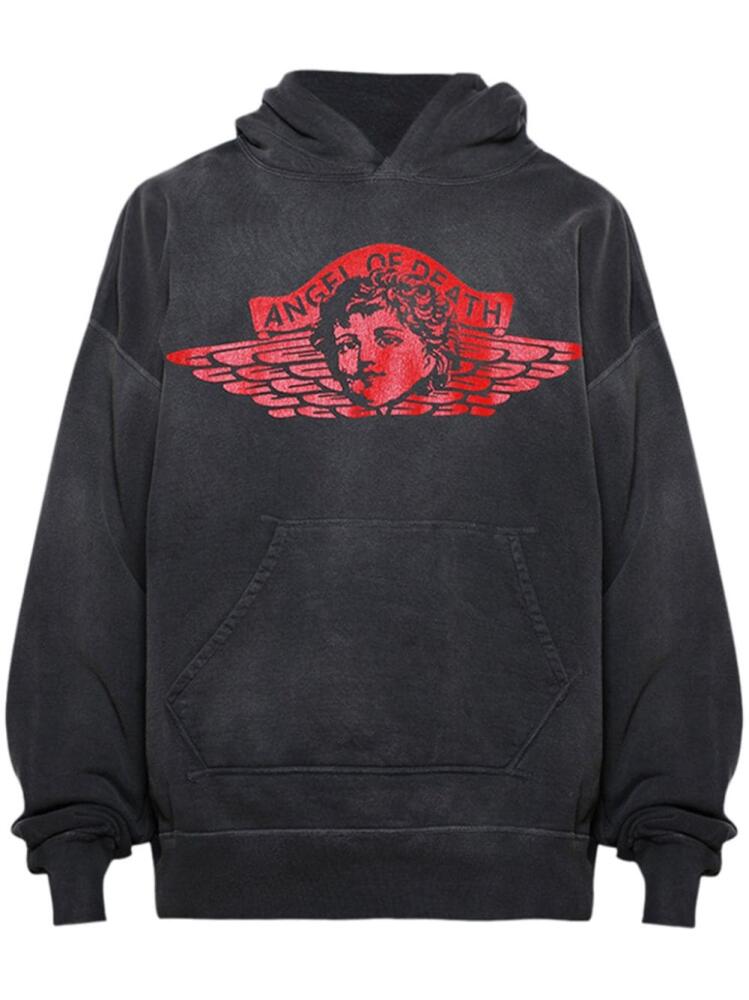 SAINT MXXXXXX graphic-print cotton hoodie - Black Cover