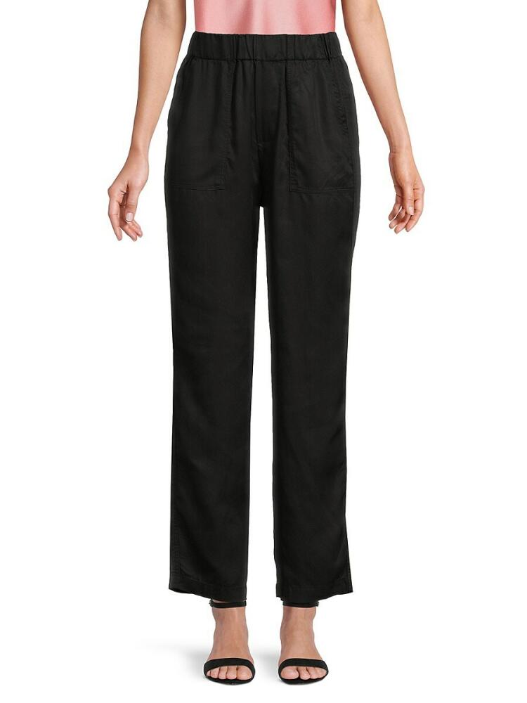 Saks Fifth Avenue Women's Solid Flat Front Pants - Black Cover