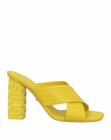 Gcds Woman Sandals Yellow Soft Leather Cover