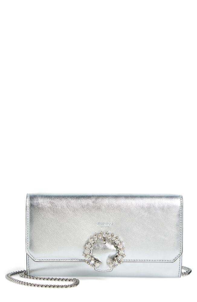 Jimmy Choo Metallic Leather Wallet on a Chain in Silver Cover