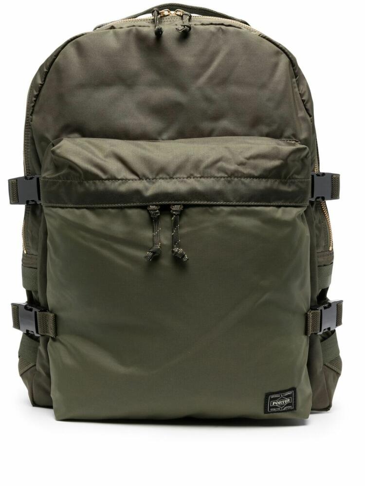 Porter-Yoshida & Co. logo patch buckled backpack - Green Cover