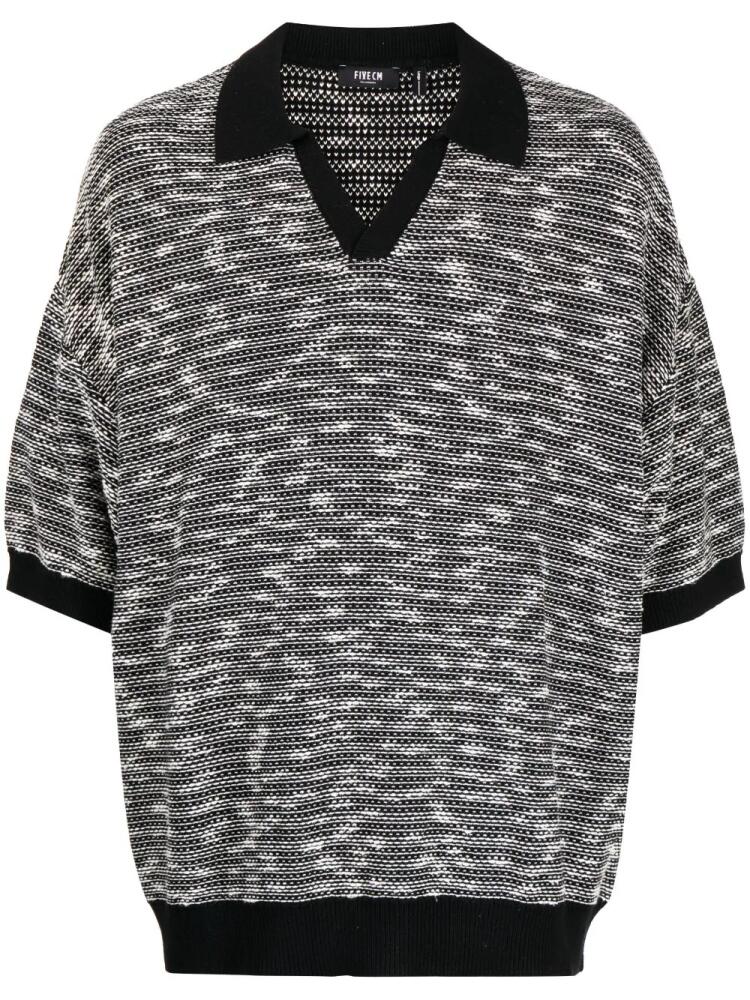 FIVE CM drop-shoulder knitted polo shirt - Black Cover