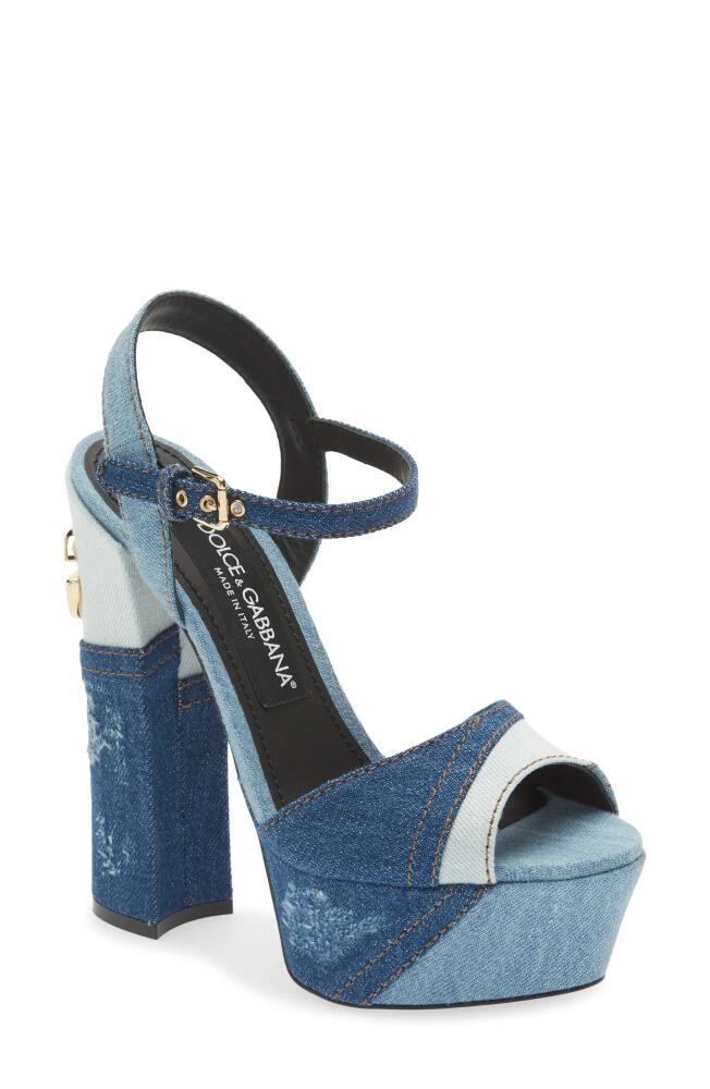 Dolce & Gabbana Keira Patchwork Platform Sandal in Blue Cover