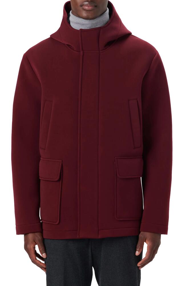 Bugatchi Full Zip Hooded Water Repellent Bomber Jacket in Cabernet Cover