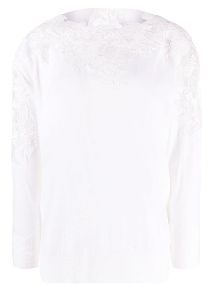 Ermanno Scervino guipure lace virgin wool jumper - White Cover