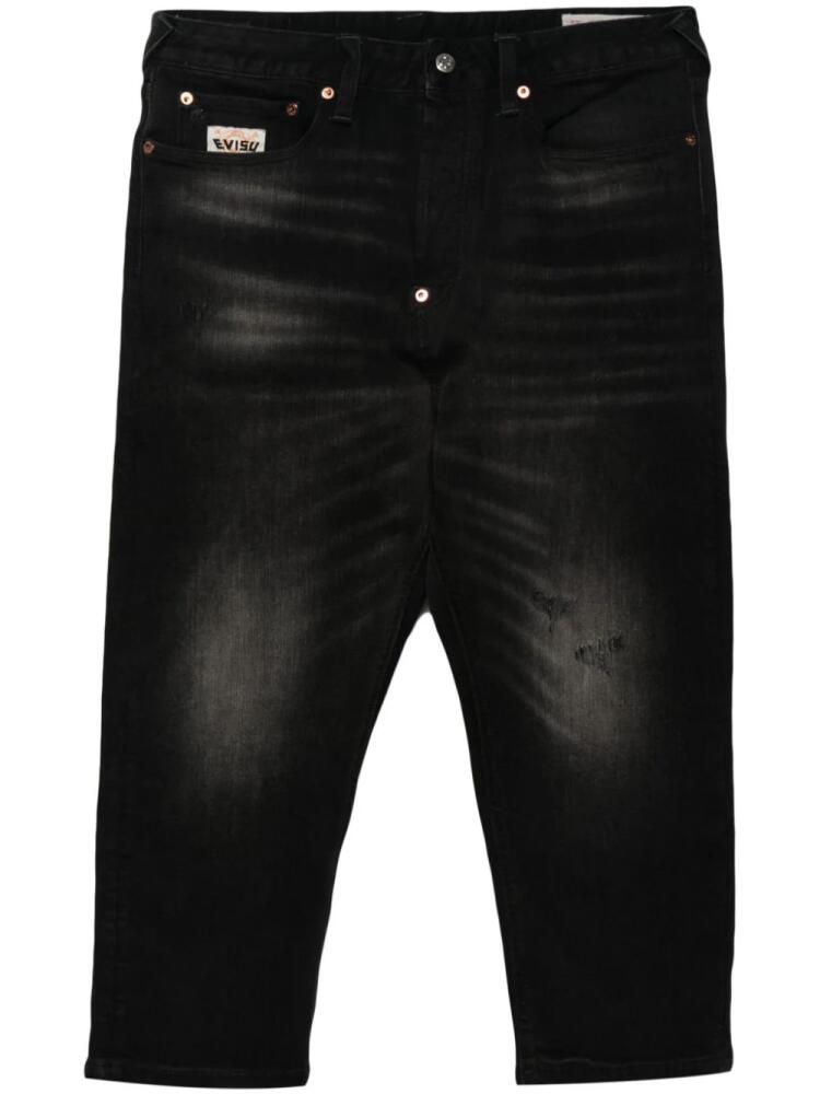 EVISU logo-patch cropped jeans - Black Cover