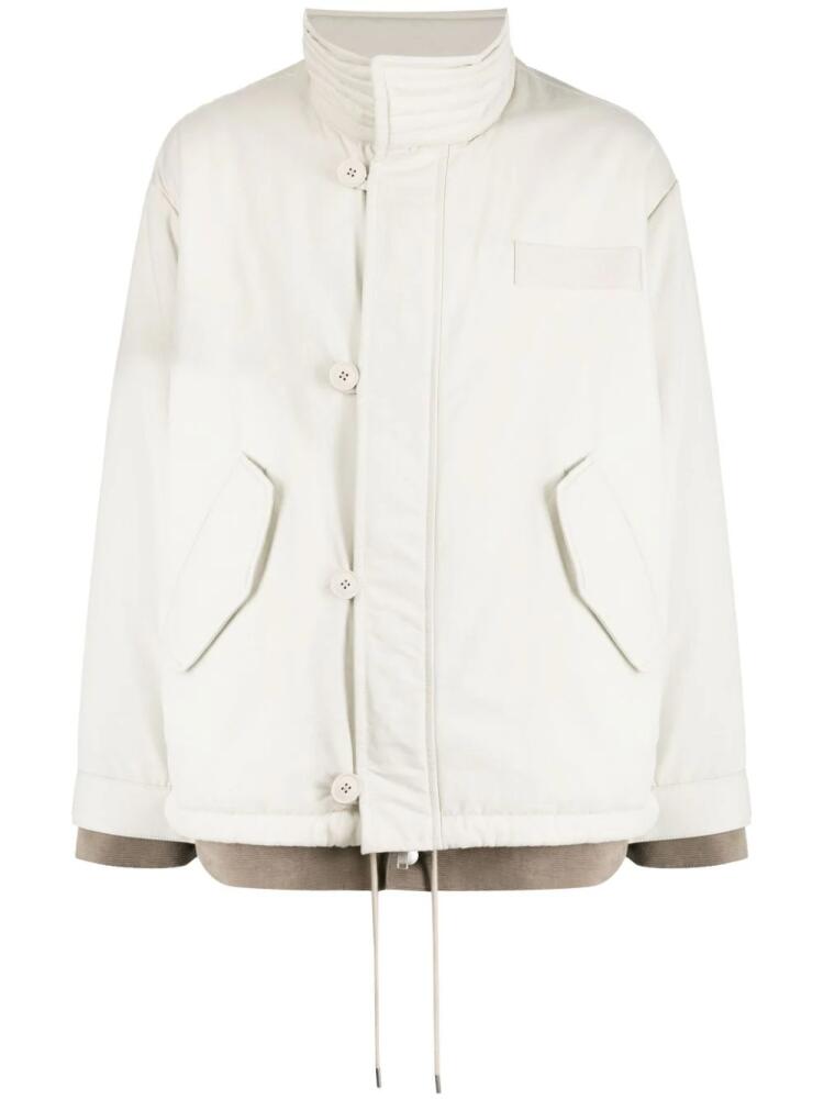 FIVE CM funnel-neck layered down jacket - Neutrals Cover