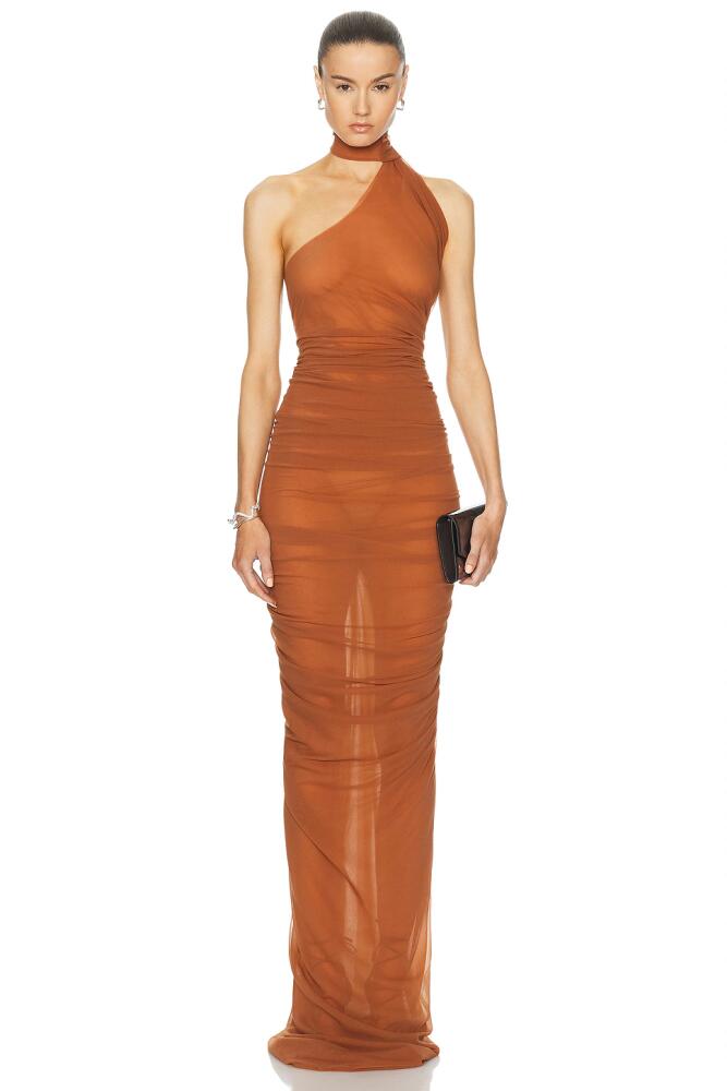 Ludovic de Saint Sernin Halter Kendall Dress in Brown Cover