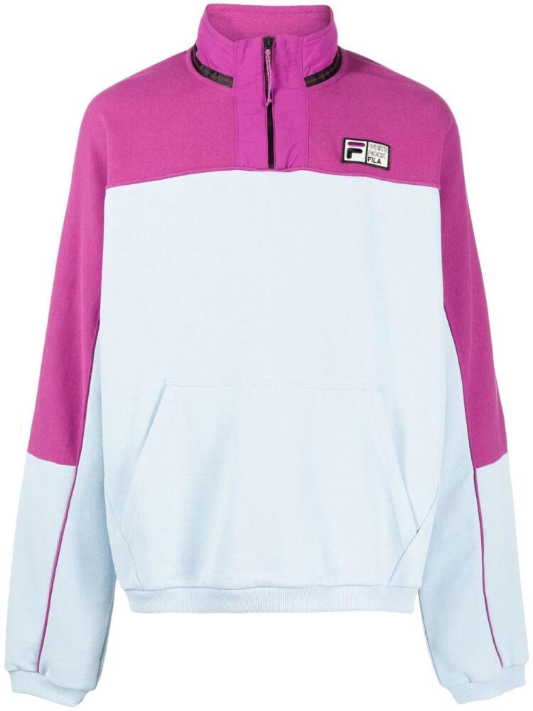 Fila logo-patch half-zip sweater - Blue Cover