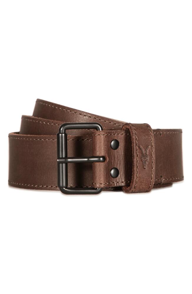 AllSaints Stitched Edge Leather Belt in Bitter Brown Cover