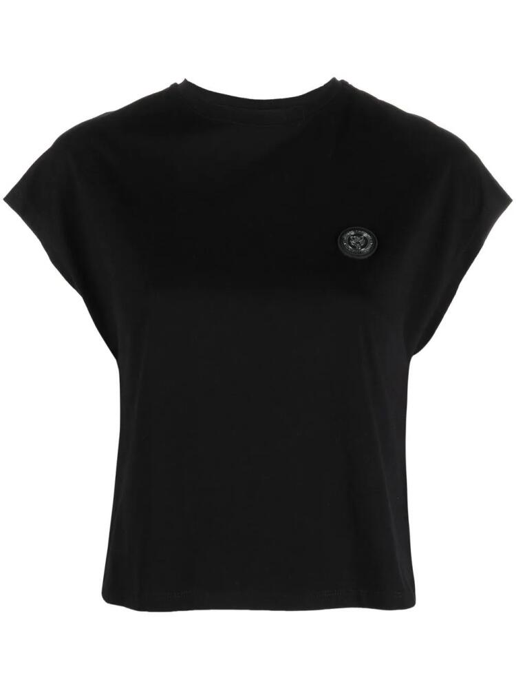 Plein Sport logo-print cropped T-shirt - Black Cover