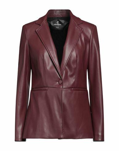 Cristinaeffe Woman Blazer Burgundy Polyester, Polyurethane Cover