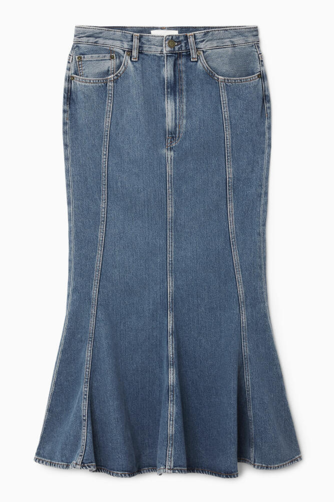 COS PANELED FLARED DENIM SKIRT Cover