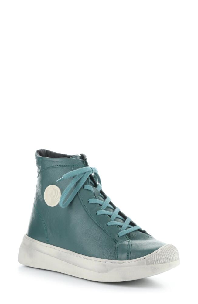 Softinos by Fly London Appe Lace-Up High Top Sneaker in Teal Smooth Leatherther Cover