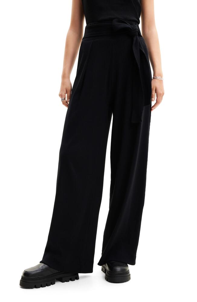 Desigual Knit Wide Leg Trousers in Black Cover