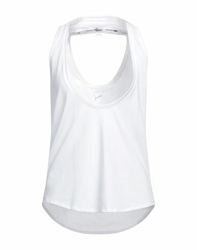 Puma Woman Tank top White Polyester, Cotton, Viscose Cover