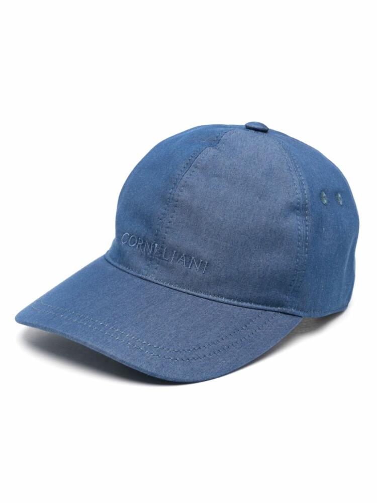 Corneliani embroidered-logo cap - Blue Cover