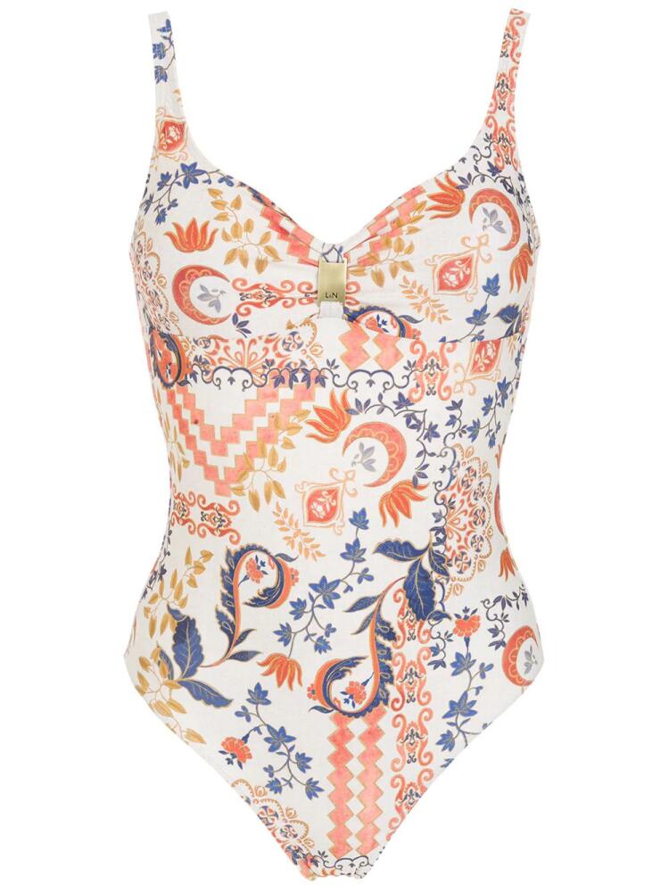 Lygia & Nanny Roberta graphic-print swimsuit - Neutrals Cover