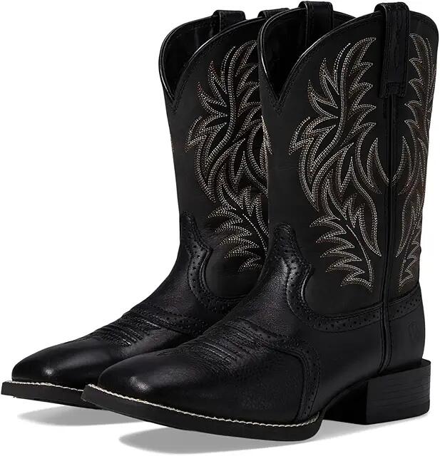 Ariat Sport Western Wide Square Toe (Black Deertan/Black) Cowboy Boots Cover