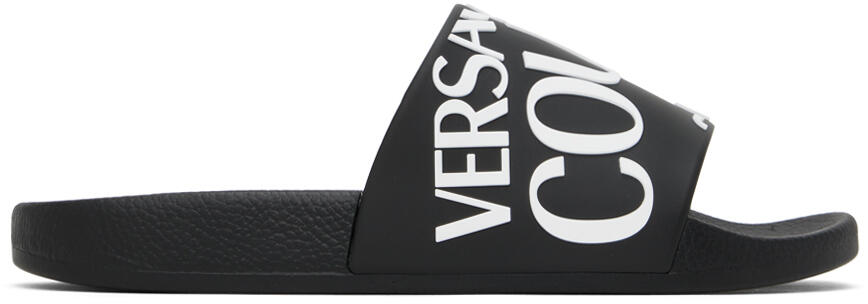 Versace Jeans Couture Black Embossed Pool Slides Cover