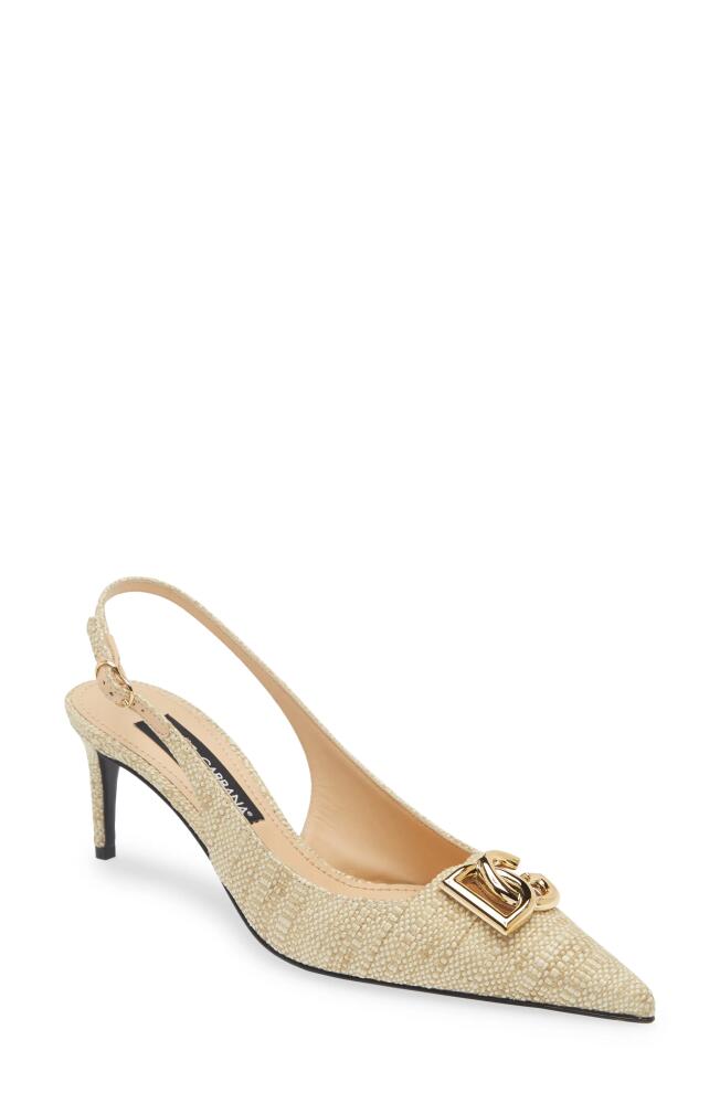 Dolce & Gabbana Lollo Raffia Slingback Pump in Light Raffia Cover