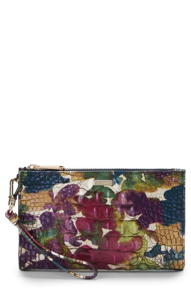 Brahmin Daisy Croc Embossed Leather Wristlet in Wildflower Cover