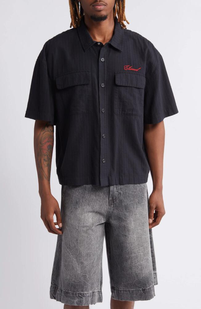 Elwood Boxy Short Sleeve Oxford Button-Up Shirt in Coal Cover