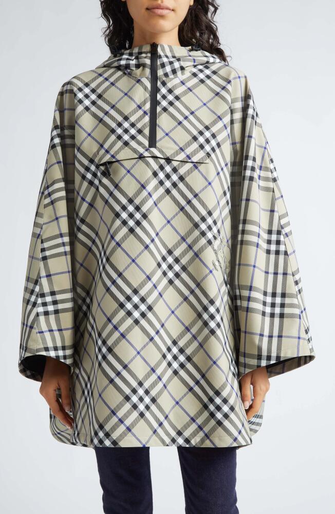 burberry Bias Check Hooded Poncho in Lichen Cover