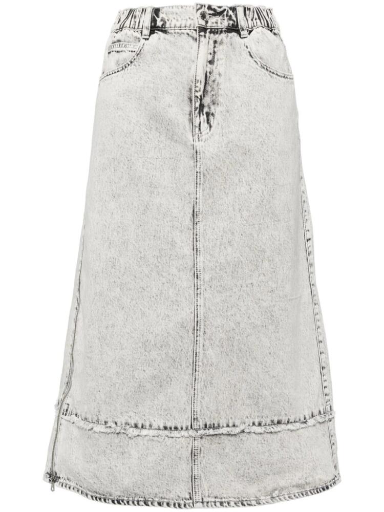 izzue washed denim midi skirt - White Cover