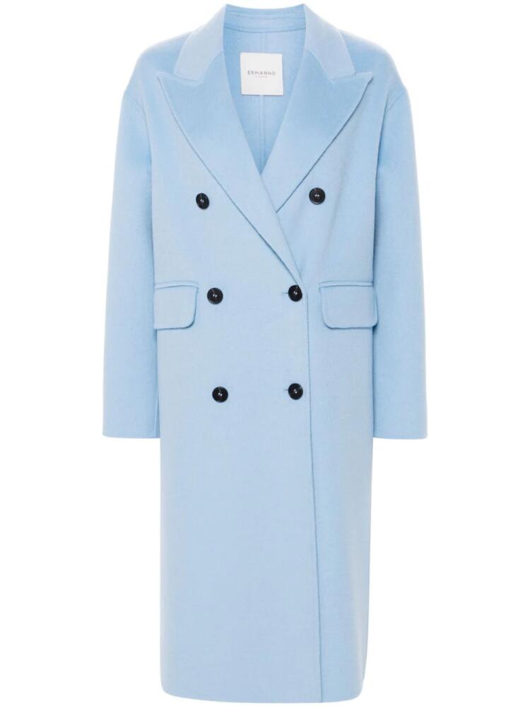 ERMANNO FIRENZE logo-patch coat - Blue Cover