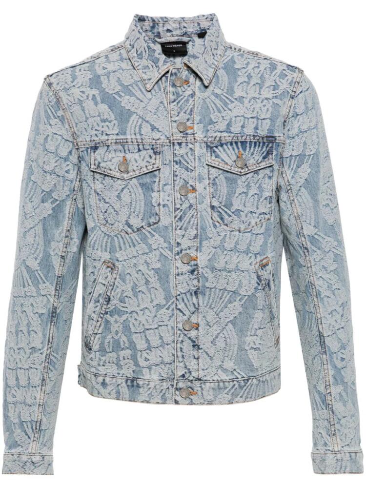 Daily Paper monogram-jacquard denim jacket - Blue Cover