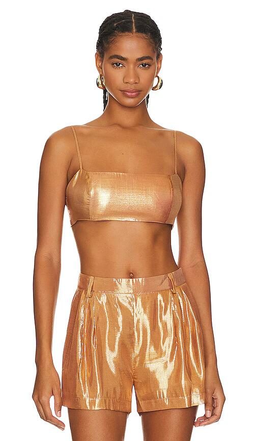 retrofete Vedra Bra Top in Metallic Gold Cover