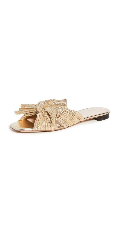 Loeffler Randall Daphne Pleated Bow Slides Gold Cover