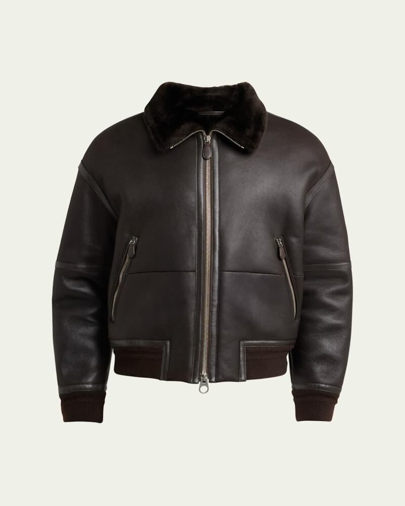 Loro Piana Men's Peter Leather Shearling Bomber Jacket Cover