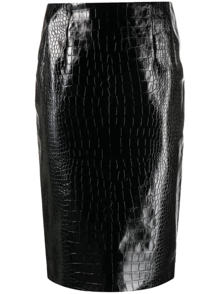 Versace crocodile-embossed midi skirt - Black Cover