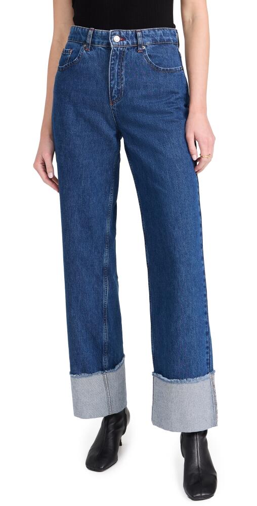 ALIGNE Soy Turn Up Straight Leg Jeans Mid Blue Cover